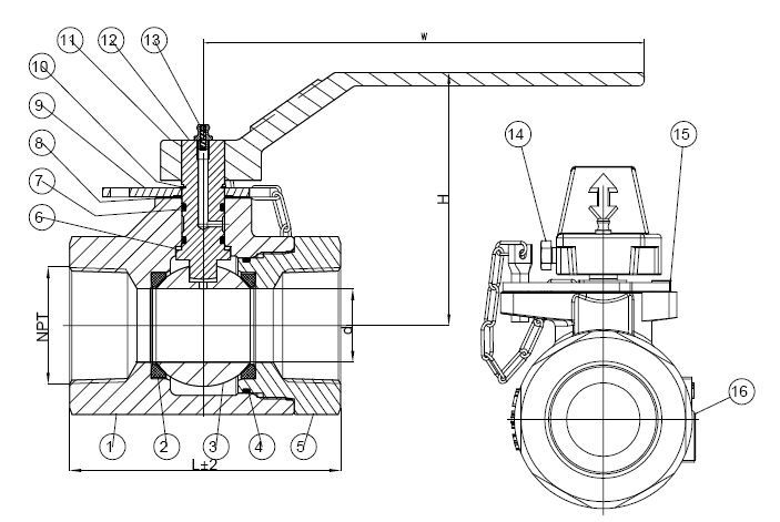 Threaded Carbon Steel Oilfield Floating Ball Vave